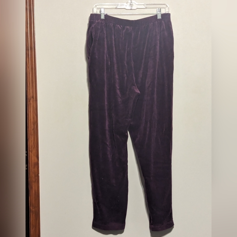 Vintage Bechamel Purple Velour Track Suit Elastic Waist Pants - Medium Petite